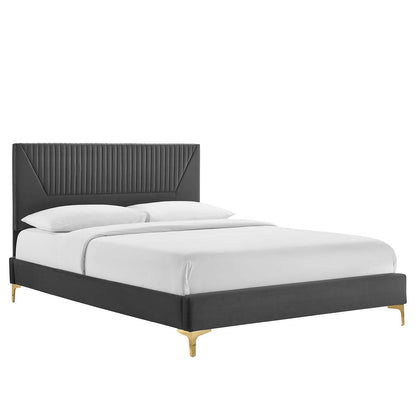 Yasmine Channel Tufted Performance Velvet Queen Platform Bed By Modway - MOD-6980 | Beds | Modishstore - 2