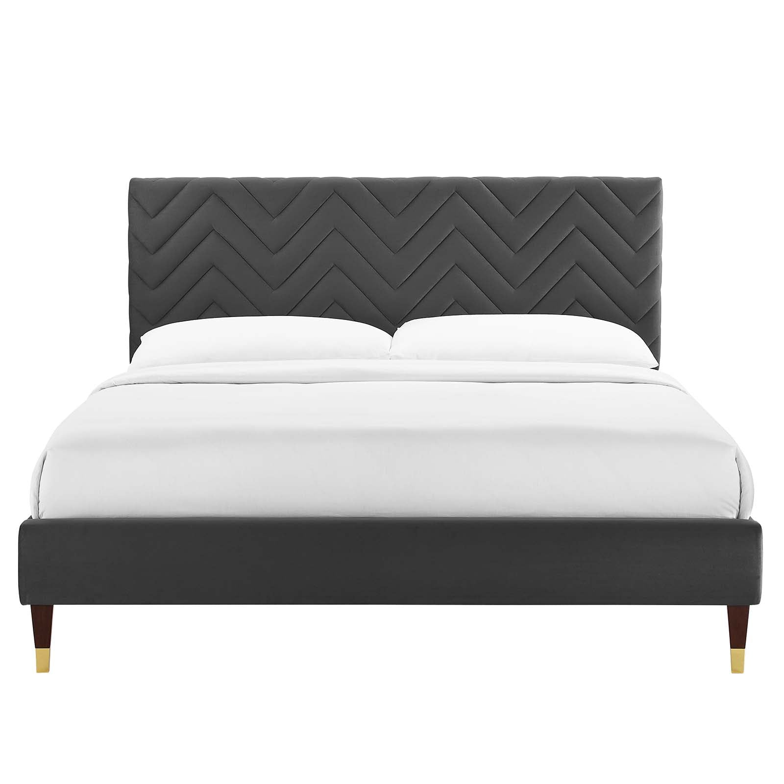 Leah Chevron Tufted Performance Velvet Twin Platform Bed By Modway - MOD-6981 | Beds | Modishstore - 4