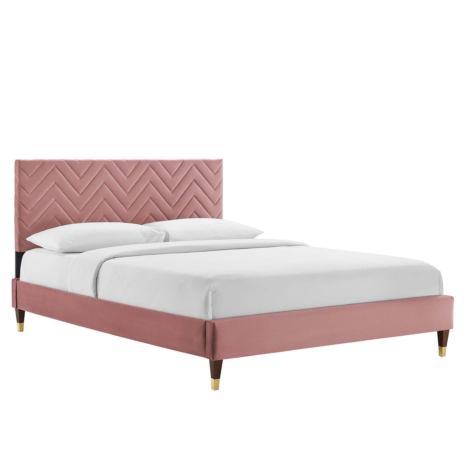 Leah Chevron Tufted Performance Velvet Twin Platform Bed By Modway - MOD-6981 | Beds | Modishstore - 9