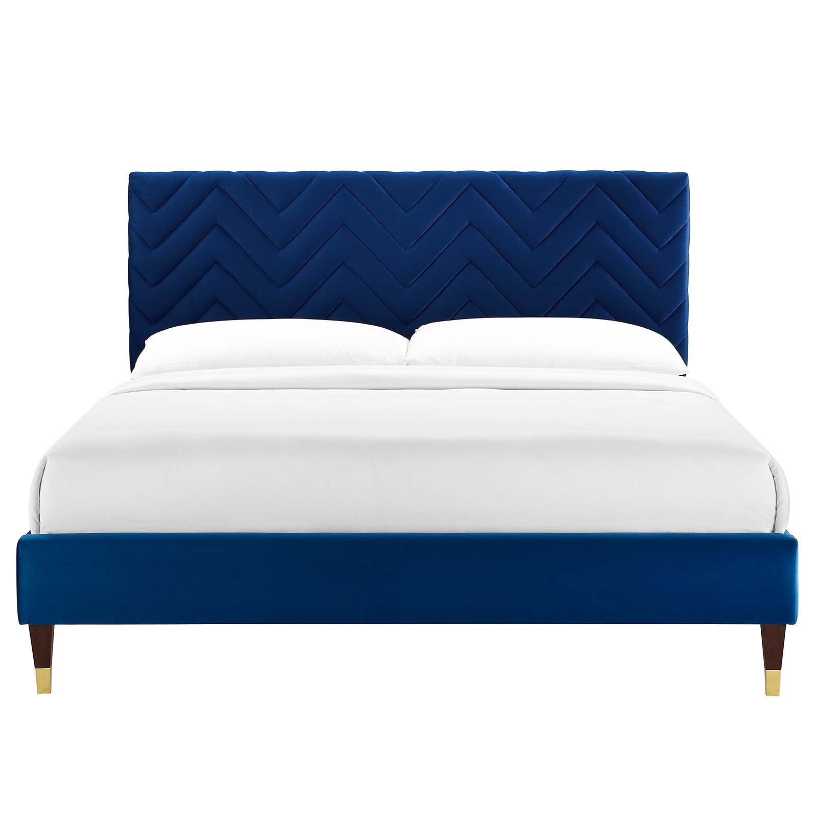 Leah Chevron Tufted Performance Velvet Twin Platform Bed By Modway - MOD-6981 | Beds | Modishstore - 19