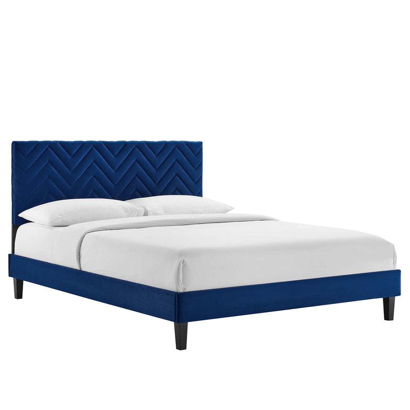 Leah Chevron Tufted Performance Velvet Twin Platform Bed By Modway - MOD-6985 | Beds | Modishstore - 17