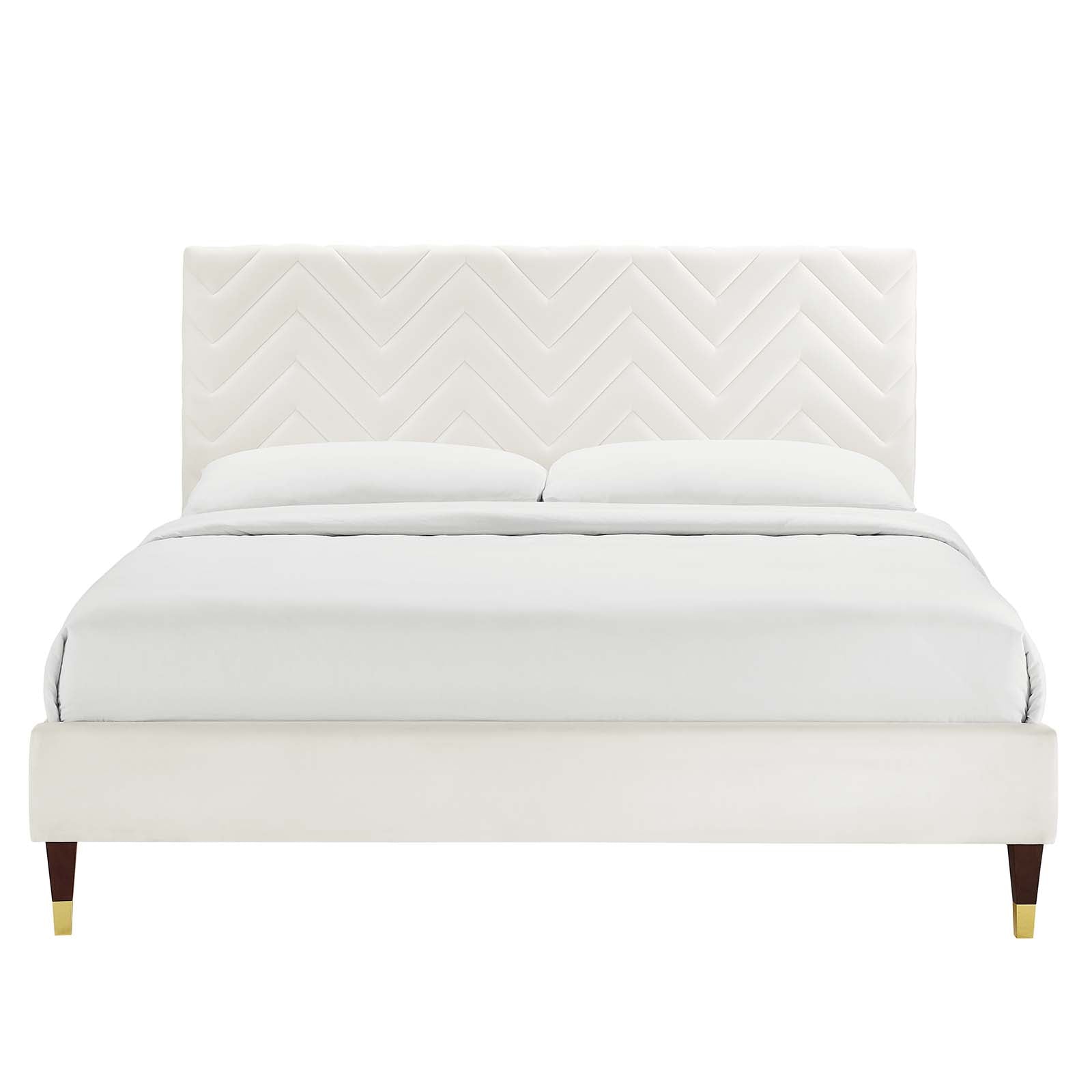 Leah Chevron Tufted Performance Velvet Full Platform Bed By Modway - MOD-6993 | Beds | Modishstore - 27