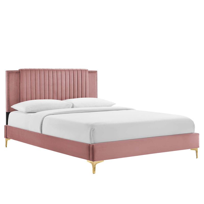 Zahra Channel Tufted Performance Velvet Full Platform Bed By Modway - MOD-7002 | Beds | Modishstore - 9