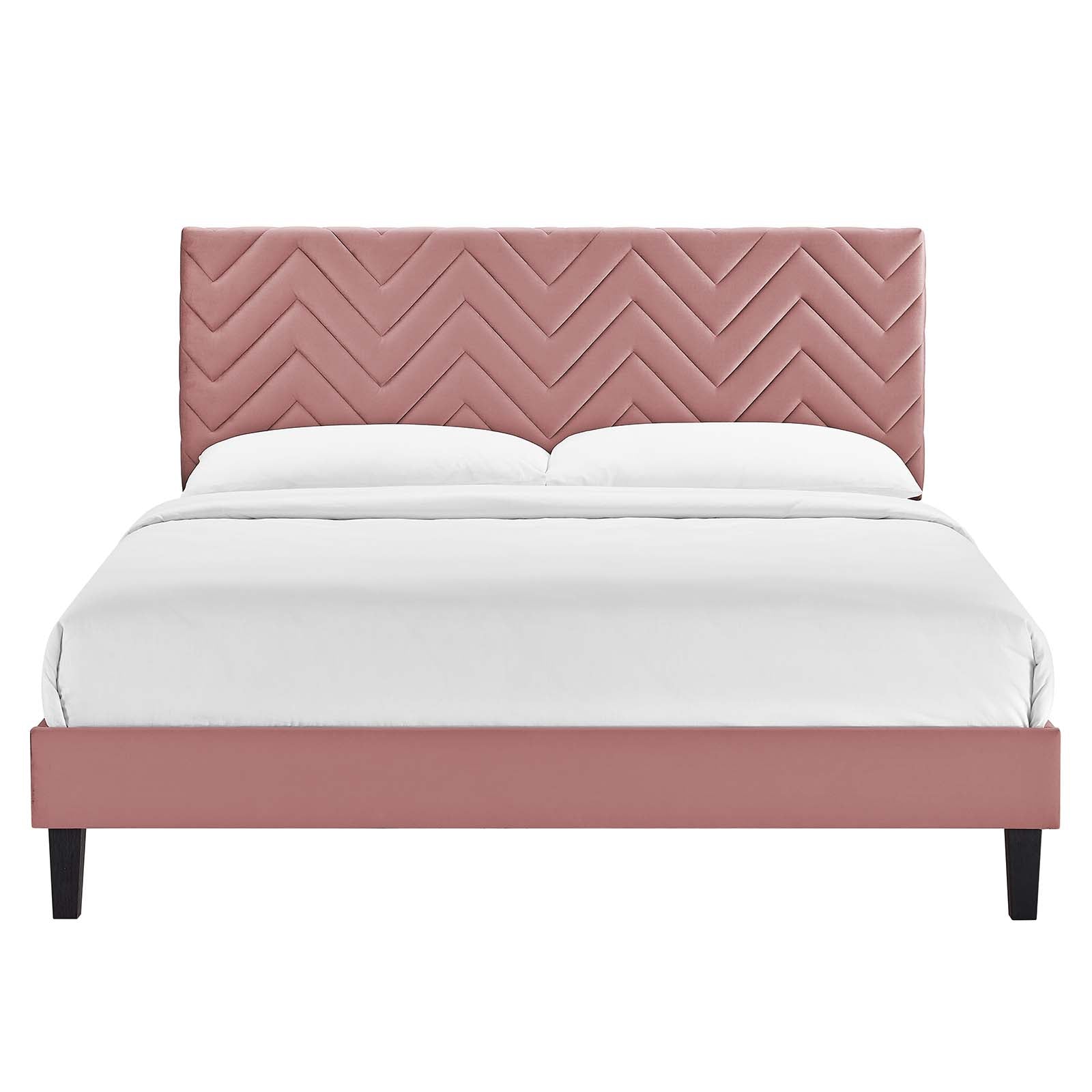 Leah Chevron Tufted Performance Velvet King Platform Bed By Modway - MOD-7009 | Beds | Modishstore - 11