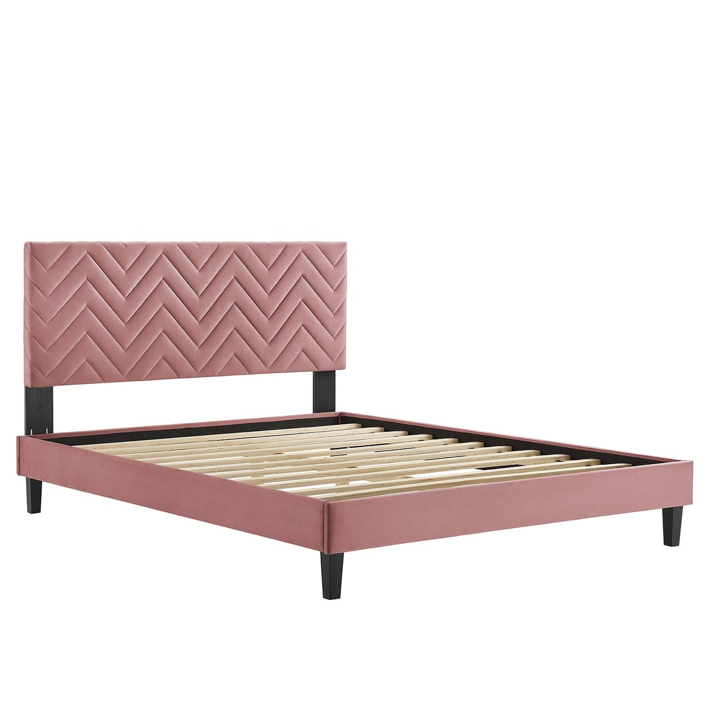 Leah Chevron Tufted Performance Velvet King Platform Bed By Modway - MOD-7009 | Beds | Modishstore - 12