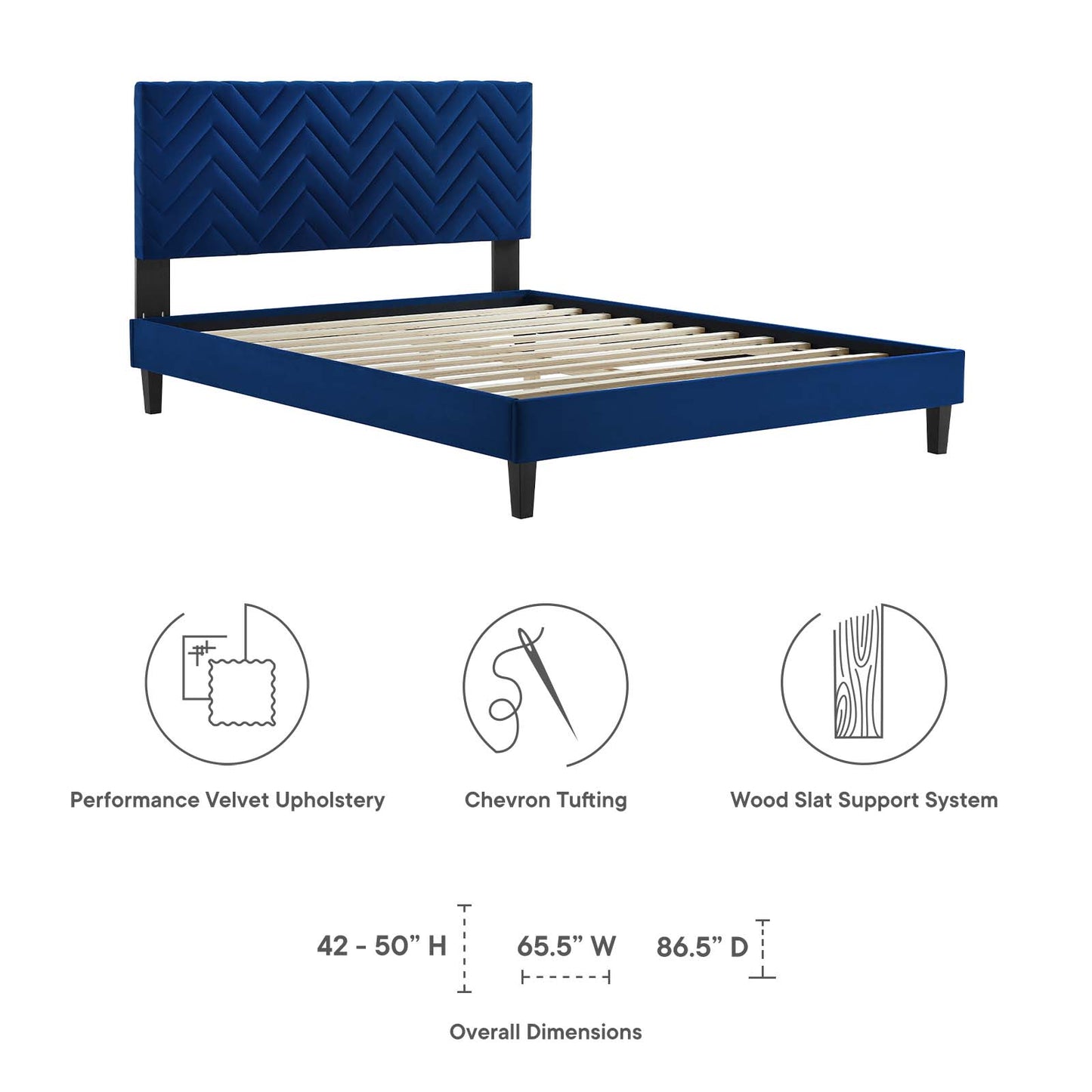 Leah Chevron Tufted Performance Velvet King Platform Bed By Modway - MOD-7009 | Beds | Modishstore - 22