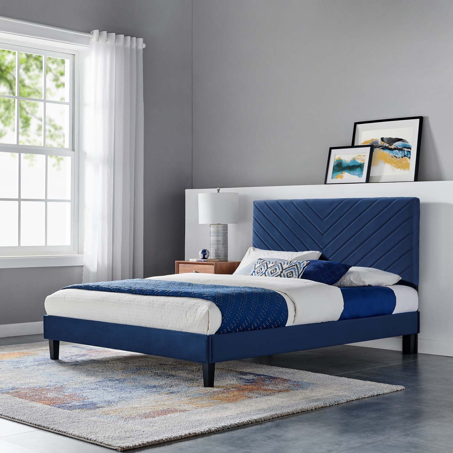 Roxanne Performance Velvet King Platform Bed By Modway - MOD-7046 | Beds | Modishstore - 18