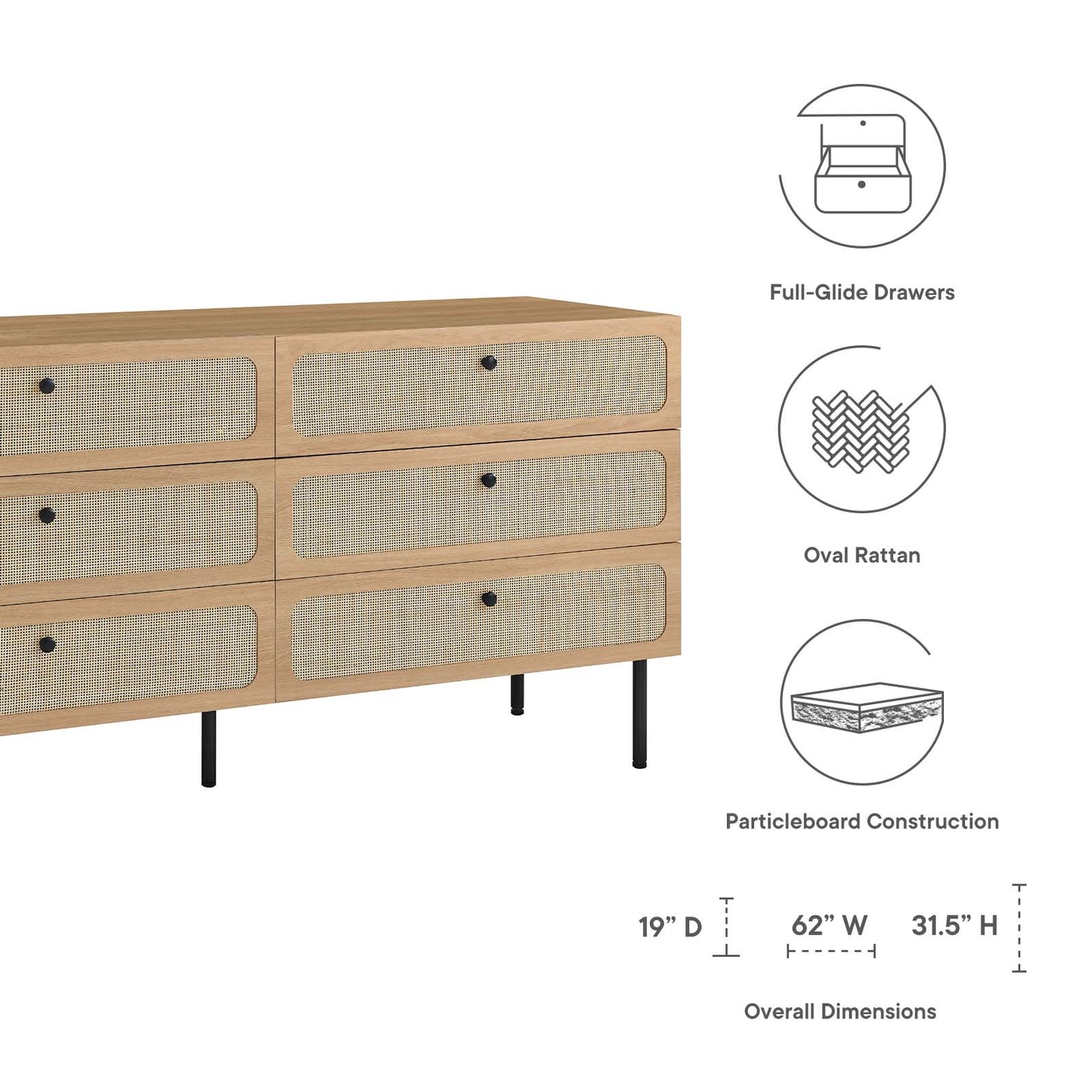 Chaucer 6-Drawer Dresser By Modway - MOD-7067 | Dressers | Modishstore - 14