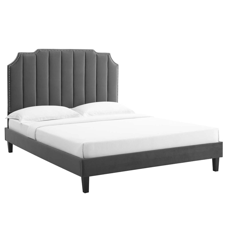 Colette King Performance Velvet Platform Bed By Modway - MOD-7075 | Beds | Modishstore - 2