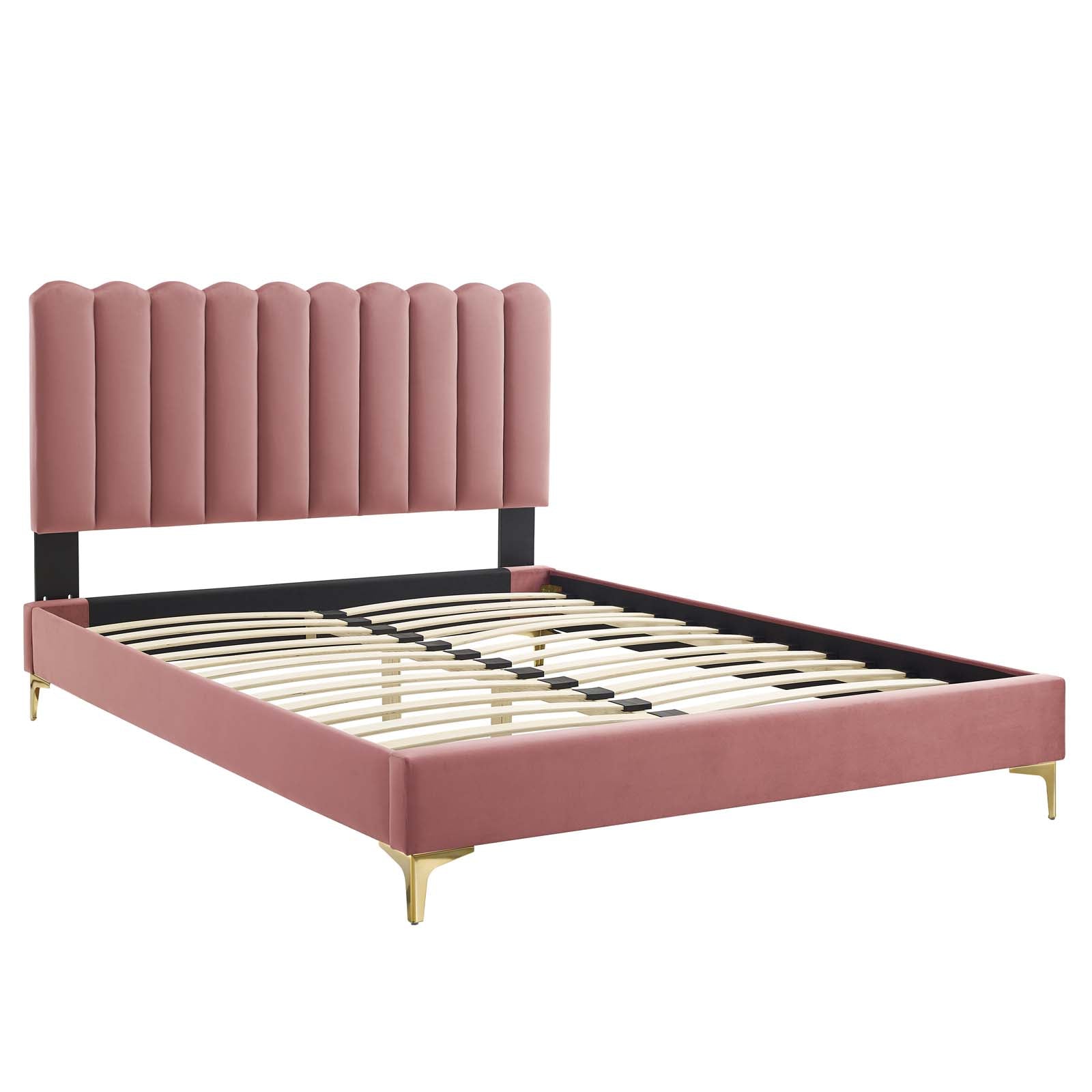 Reagan King Performance Velvet Platform Bed By Modway - MOD-7076 | Beds | Modishstore - 26