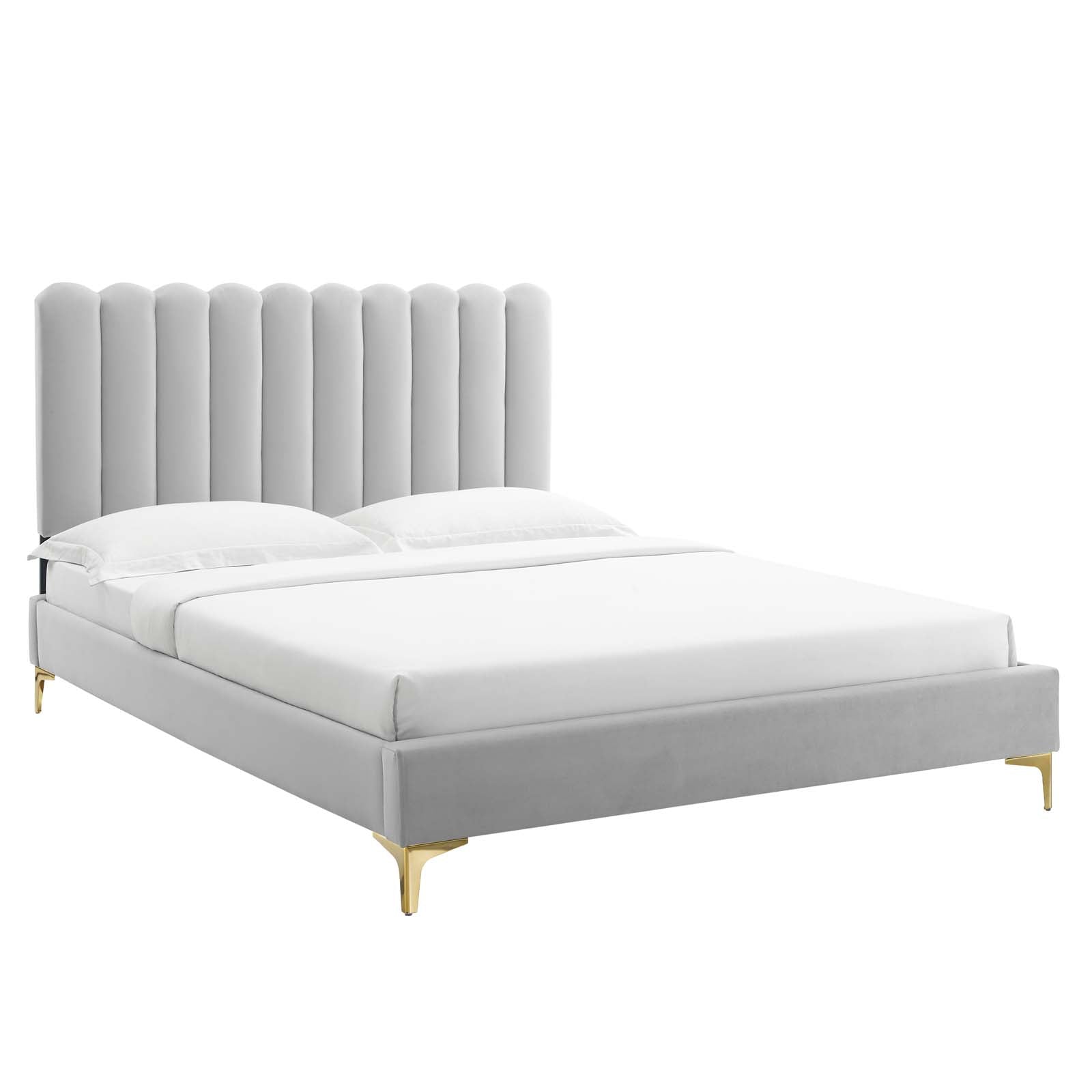 Reagan King Performance Velvet Platform Bed By Modway - MOD-7076 | Beds | Modishstore - 33