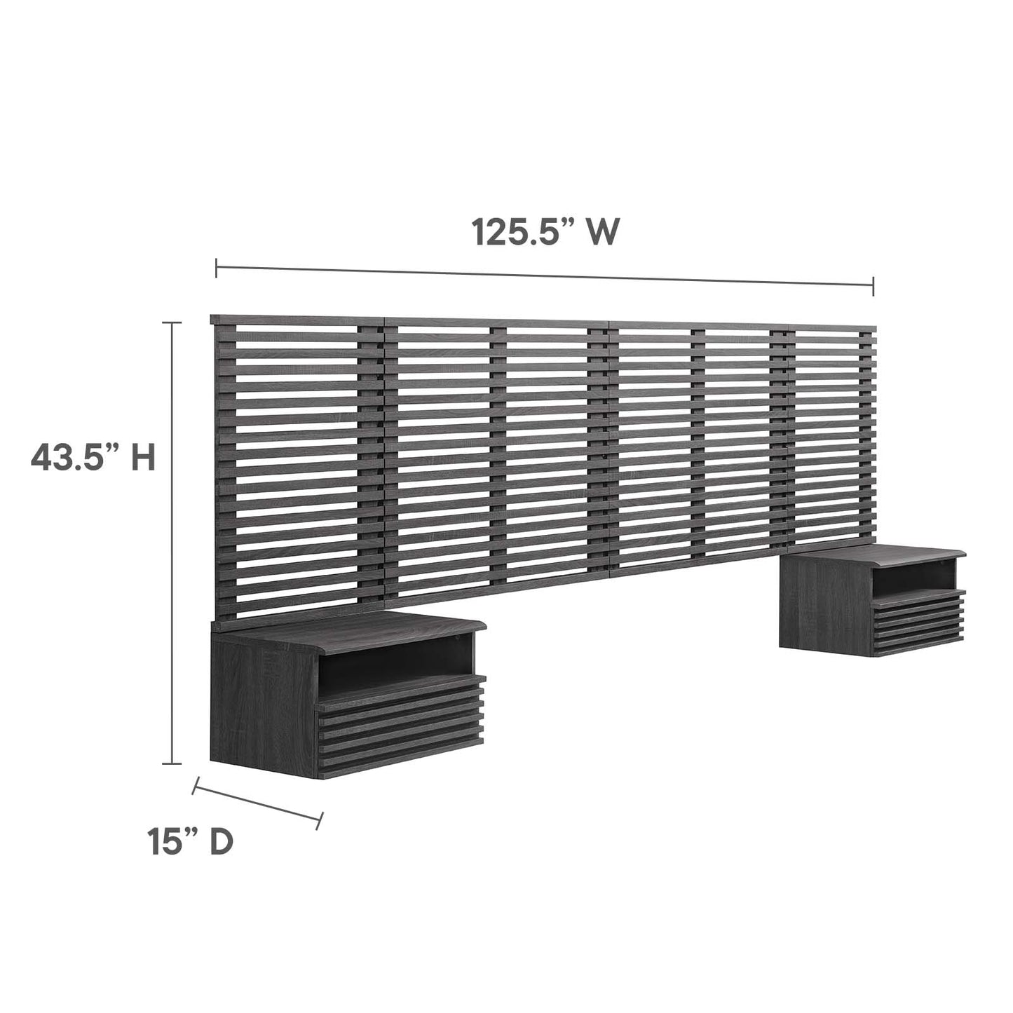 Render Wall Mount King Headboard and Modern Nightstands By Modway - MOD-7117 | Headboards | Modishstore - 6