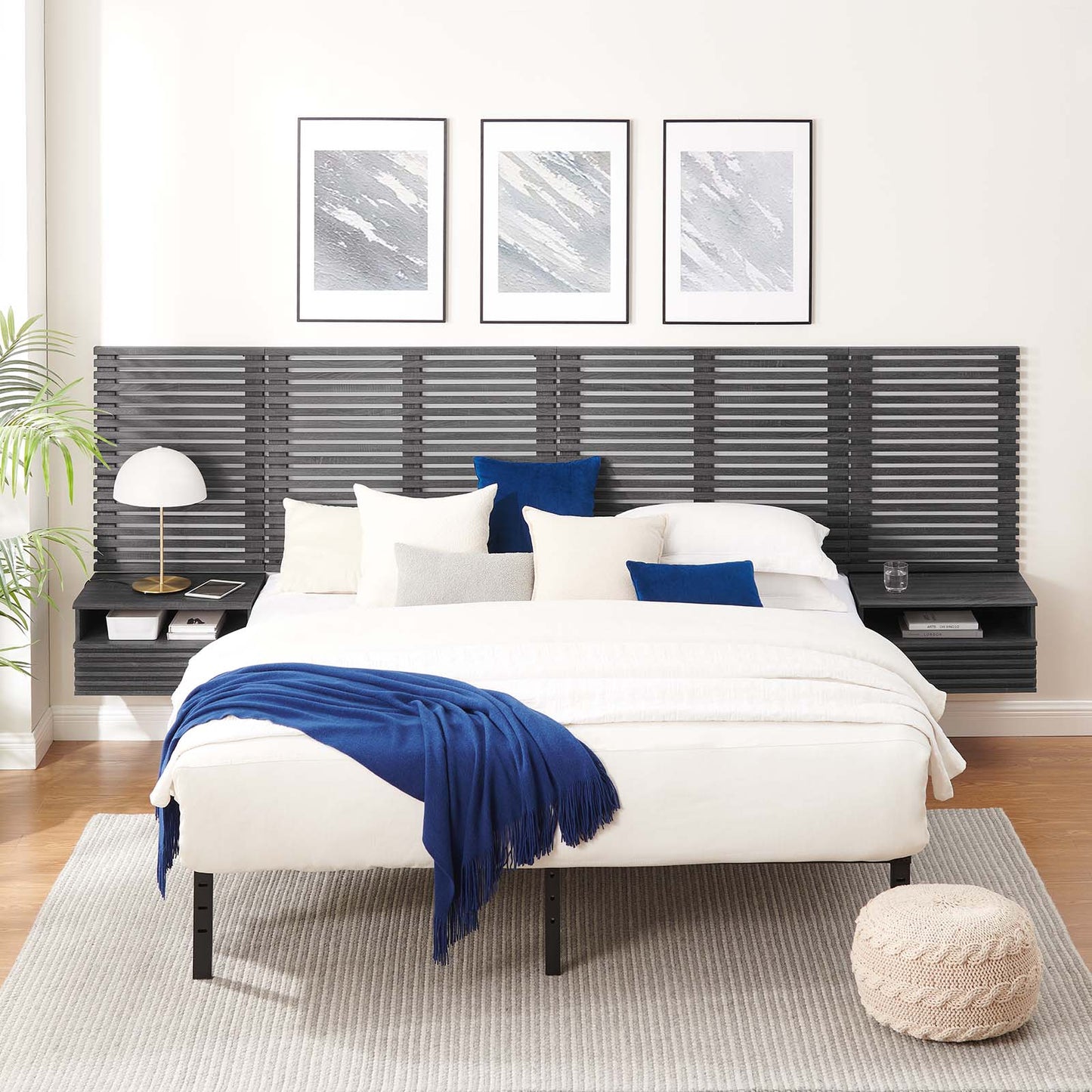 Render Wall Mount King Headboard and Modern Nightstands By Modway - MOD-7117 | Headboards | Modishstore - 1