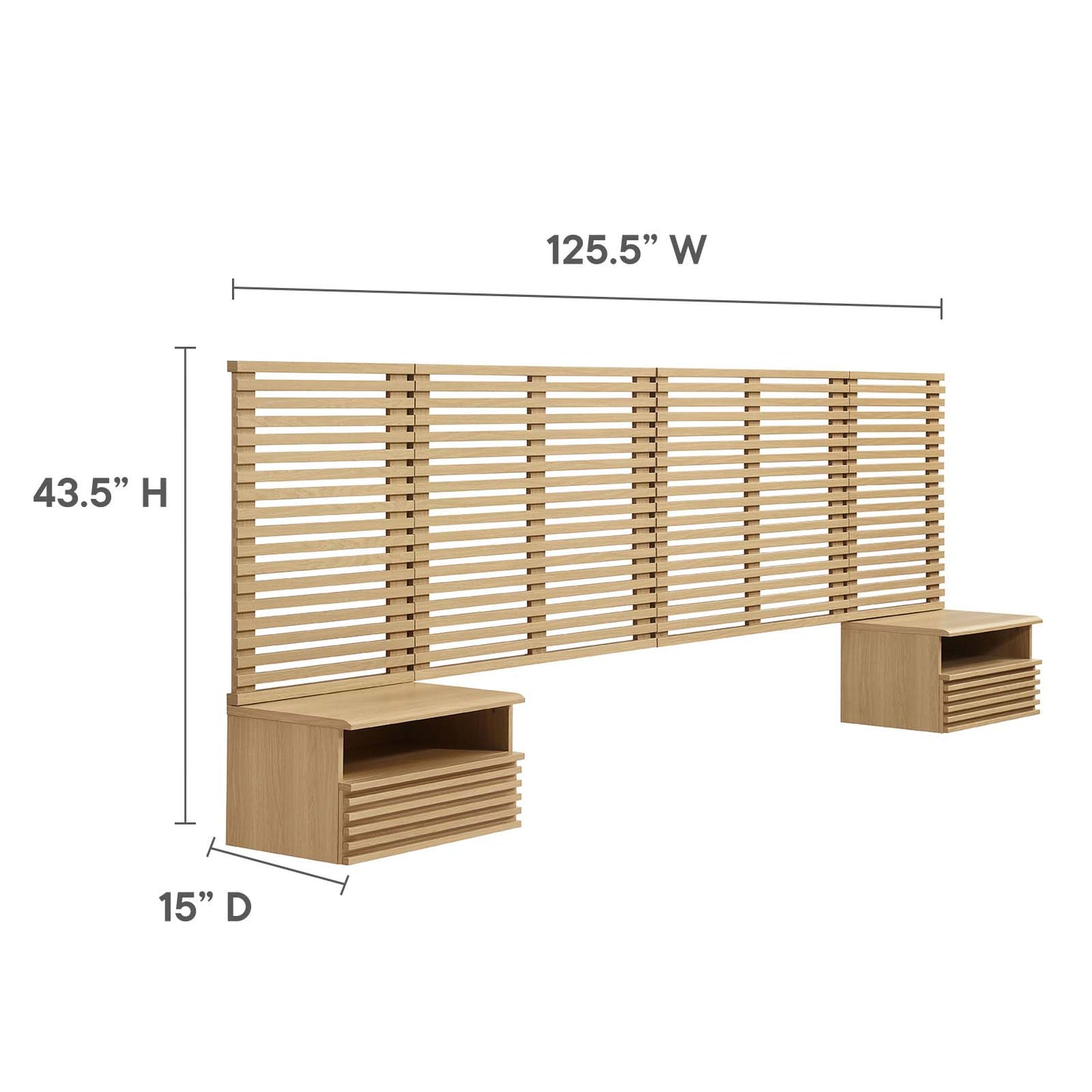 Render Wall Mount King Headboard and Modern Nightstands By Modway - MOD-7117 | Headboards | Modishstore - 13