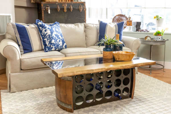 Wine rack coffee outlet table