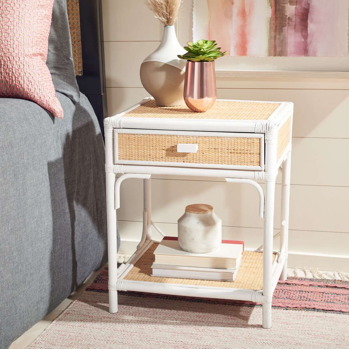 Safavieh Roya 1 Drawer 1 Shelf Nightstand - White | Nightstands | Modishstore