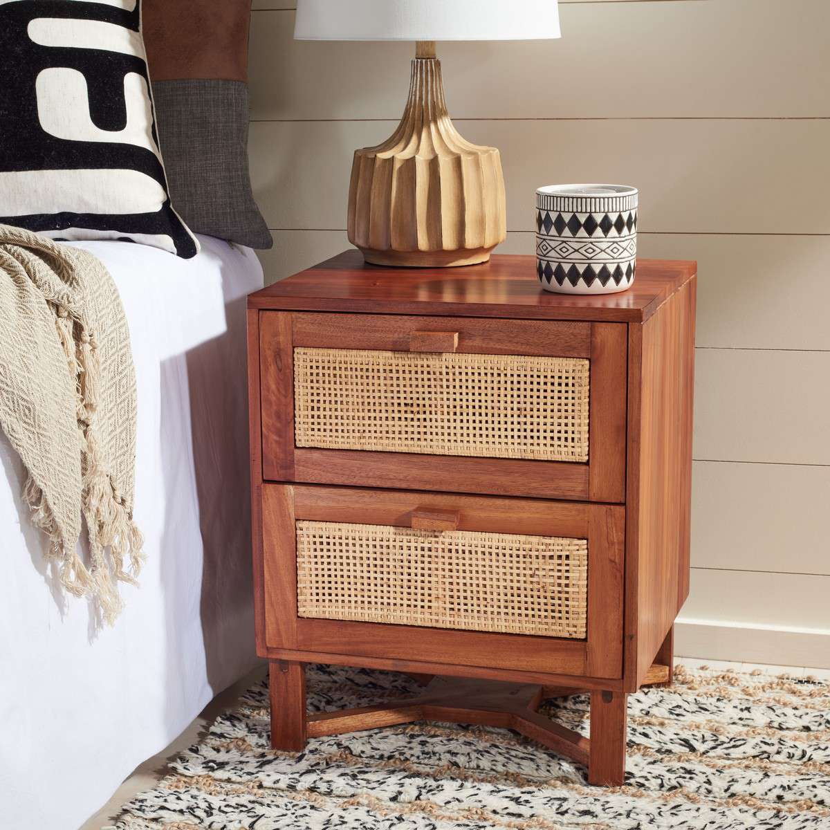 Safavieh Hedwig 2 Drawer Nightstand - Natural | Nightstands | Modishstore