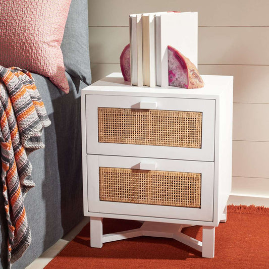 Safavieh Hedwig 2 Drawer Nightstand - White | Nightstands | Modishstore