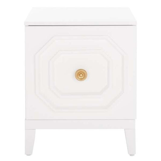 Safavieh Riya 1 Door Nightstand - White | Nightstands | Modishstore