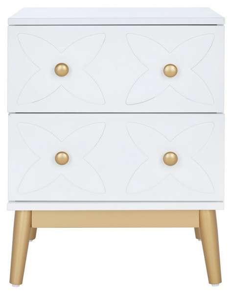 Safavieh Ottoline 2 Drawer Patterned Night Stand - White | Nightstands | Modishstore