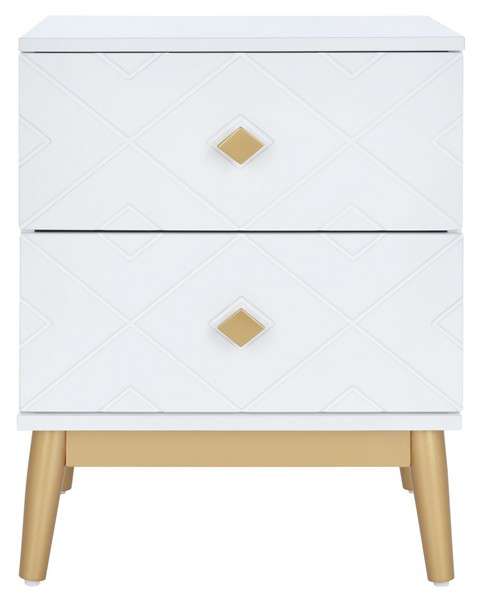 Safavieh Wilfred 2 Drawer Patterned Night Stand - White | Nightstands | Modishstore