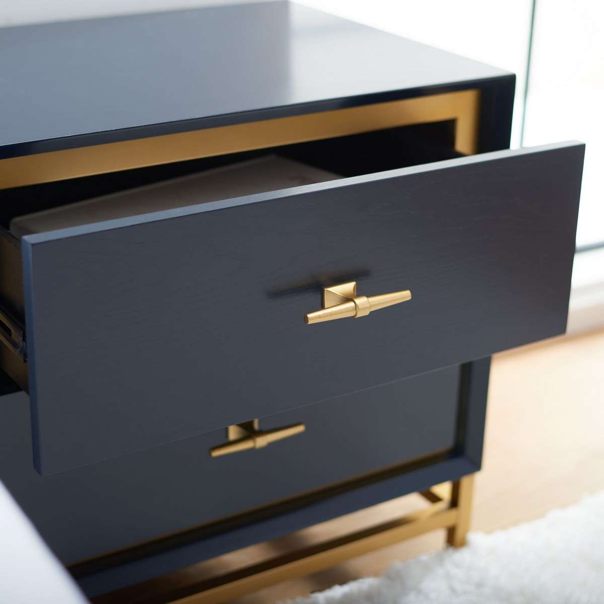 Safavieh Fenno 2 Drawer Nightstand - Teal | Nightstands | Modishstore - 2