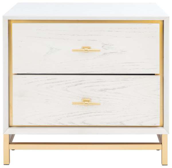 Safavieh Fenno 2 Drawer Nightstand - White Washed | Nightstands | Modishstore - 2