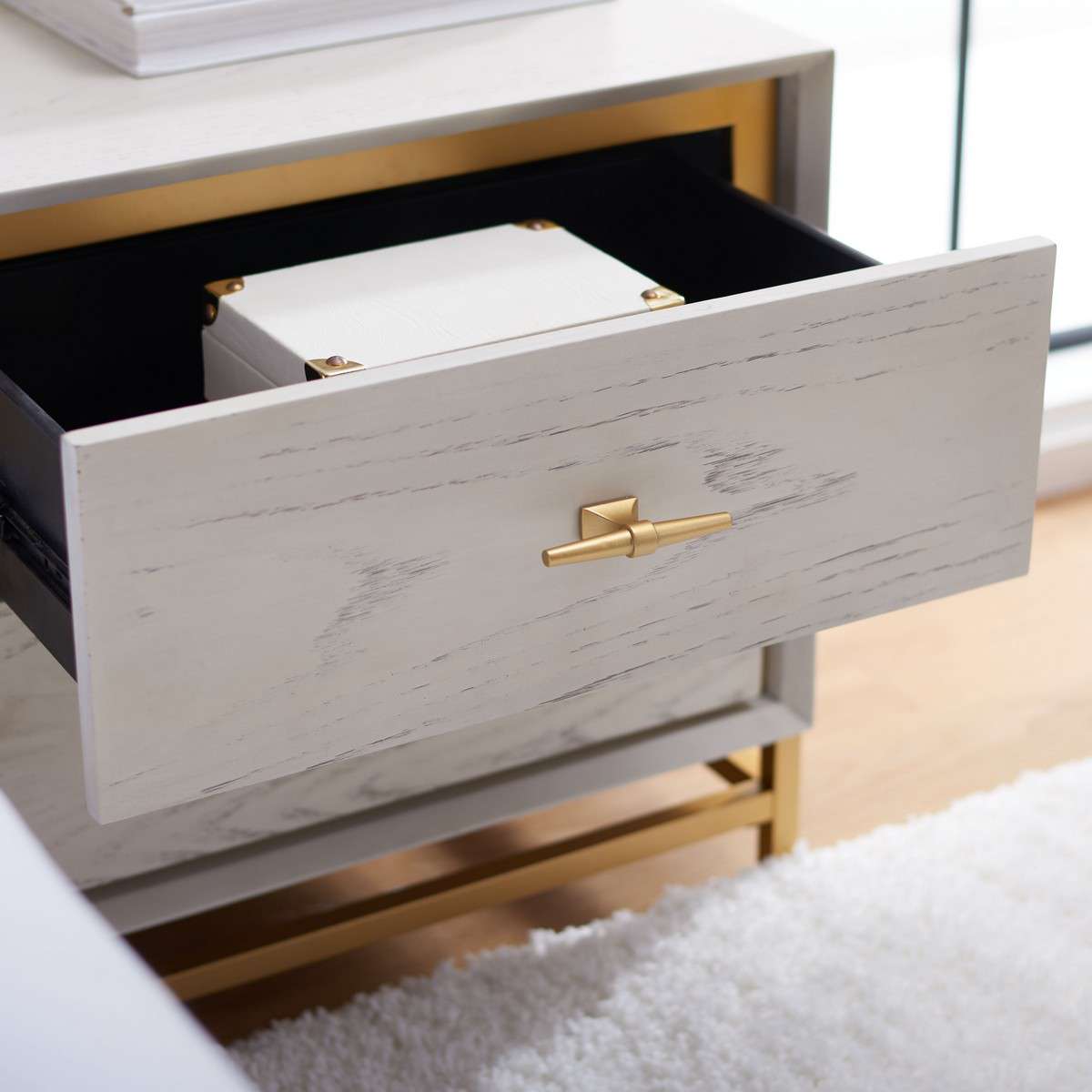 Safavieh Fenno 2 Drawer Nightstand - White Washed | Nightstands | Modishstore - 4