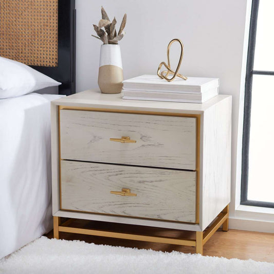 Safavieh Fenno 2 Drawer Nightstand - White Washed | Nightstands | Modishstore