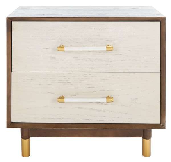 Safavieh Justice 2 Drawer Nightstand - Walnut With White Washed | Nightstands | Modishstore - 2