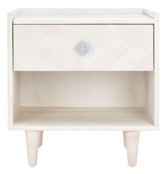 Safavieh Tahseen Parquet Nightstand - White Wash With Silver | Nightstands | Modishstore - 2