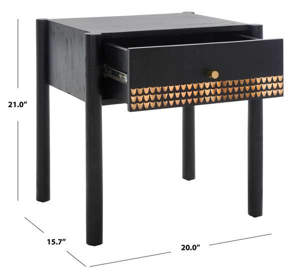 Safavieh Errington 1 Drawer Nightstand - Black | Nightstands | Modishstore - 3