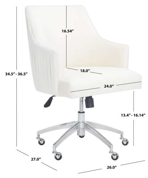 Safavieh Kaisley Puckered Office Chair - Cream | Office Chairs | Modishstore - 3