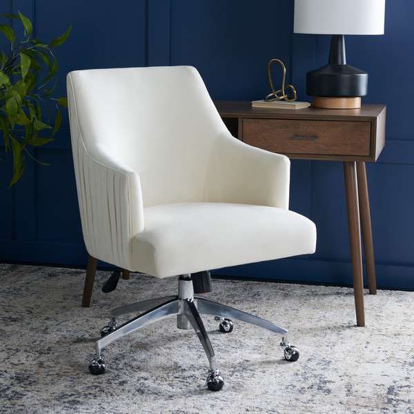 Safavieh Kaisley Puckered Office Chair - Cream | Office Chairs | Modishstore - 4