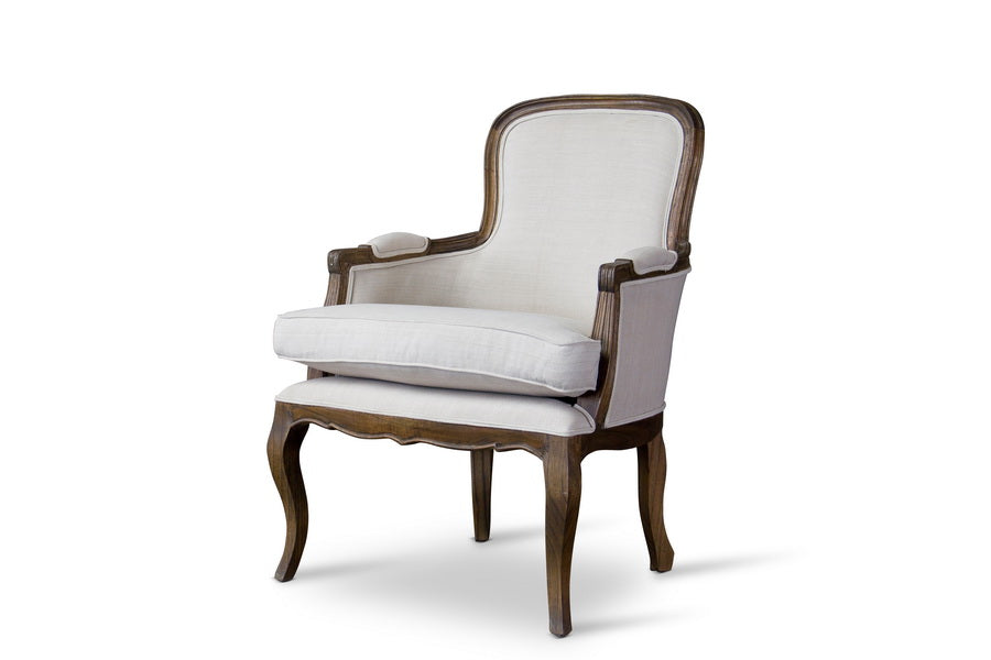 Baxton Studio Napoleon Traditional French Accent Chair Ash White