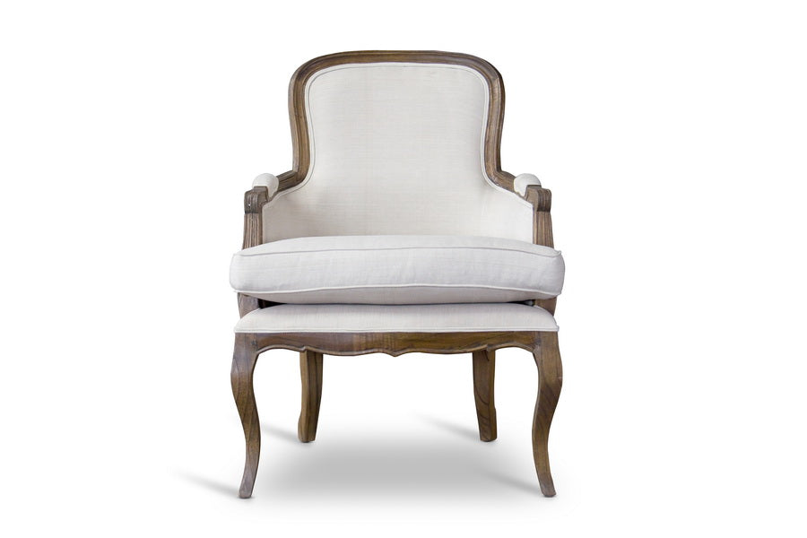 Baxton Studio Napoleon Traditional French Accent Chair Ash White