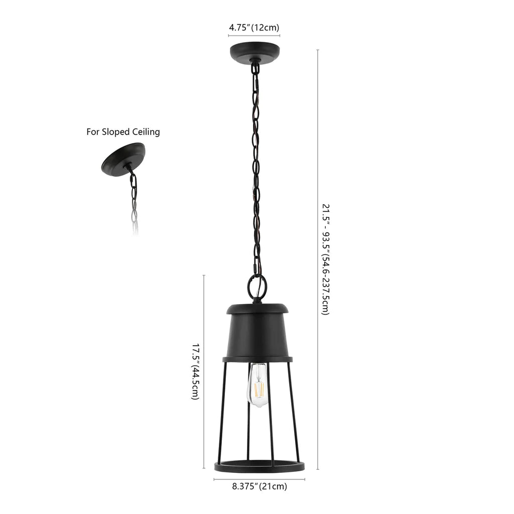 Safavieh Laela Outdoor Pendant/Black - Black | Pendant Lamps | Modishstore - 5