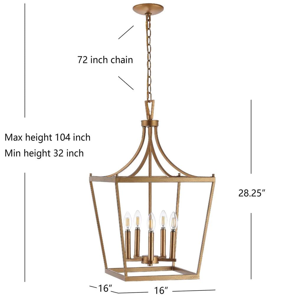 Safavieh Kenris 5Lt Pendant - Gold Painted | Pendant Lamps | Modishstore - 2