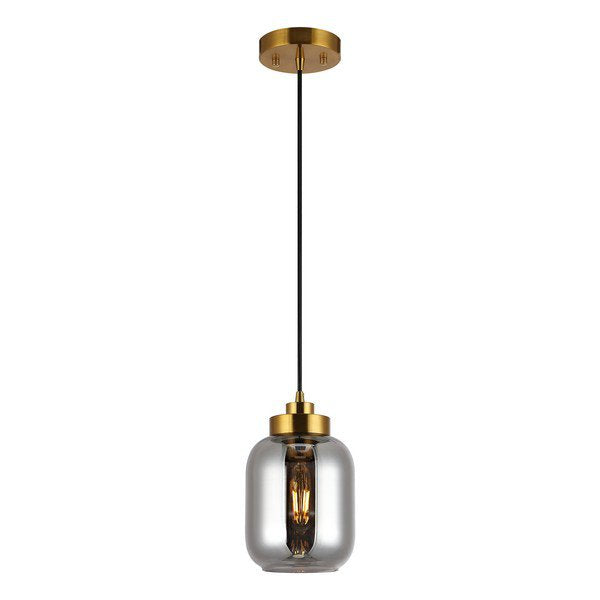 Safavieh Ethyx, 6 Inch, Smoke Grey/Brass, Glass/Iron Pendant - Smoke Grey | Pendant Lamps | Modishstore - 2