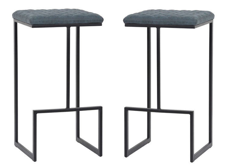 LeisureMod Quincy Leather Bar Stools With Metal Frame Set of 2 | Bar Stools | Modishstore - 2