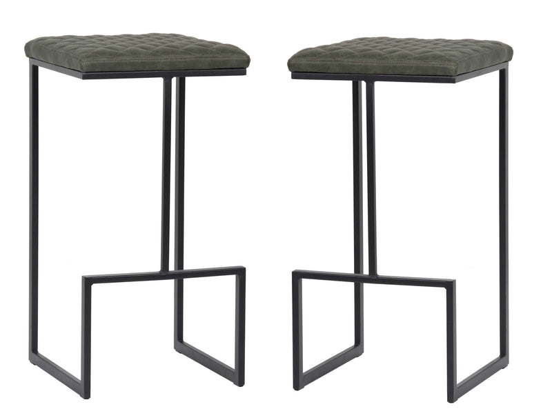 LeisureMod Quincy Leather Bar Stools With Metal Frame Set of 2 | Bar Stools | Modishstore - 3