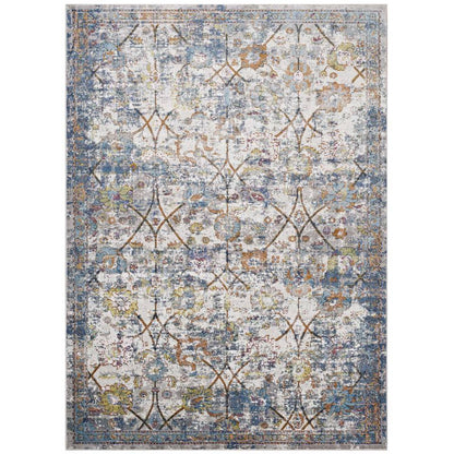 Modway Minu Distressed Floral Lattice 8x10 Area Rug - R-1091A-810 | Modishstore - 8