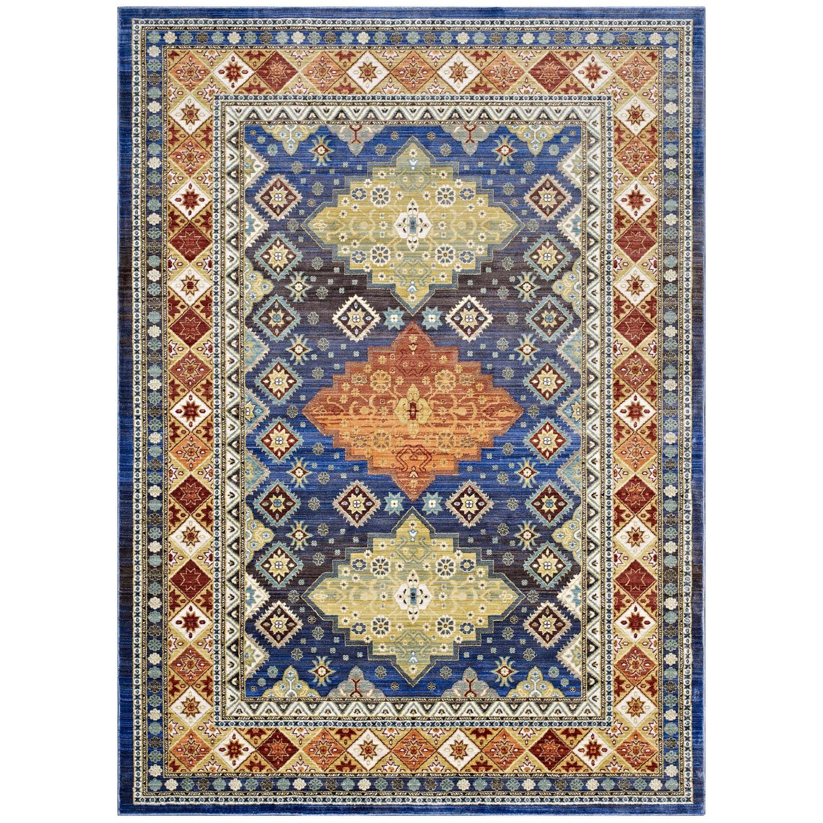 Modway Atzi  Distressed 
Southwestern Diamond Floral 4x6 Area Rug - R-1117-46 | Rugs | Modishstore - 1