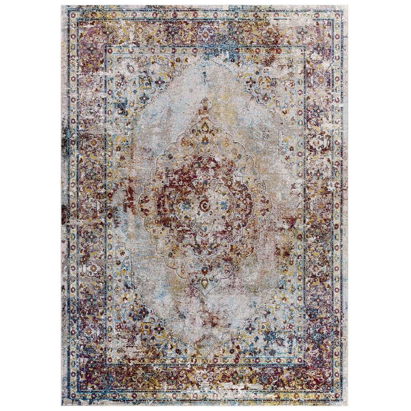 Modway Success Merritt Transitional Distressed Floral Persian Medallion 4x6 Area Rug - R-1158-46 | Rugs | Modishstore - 1