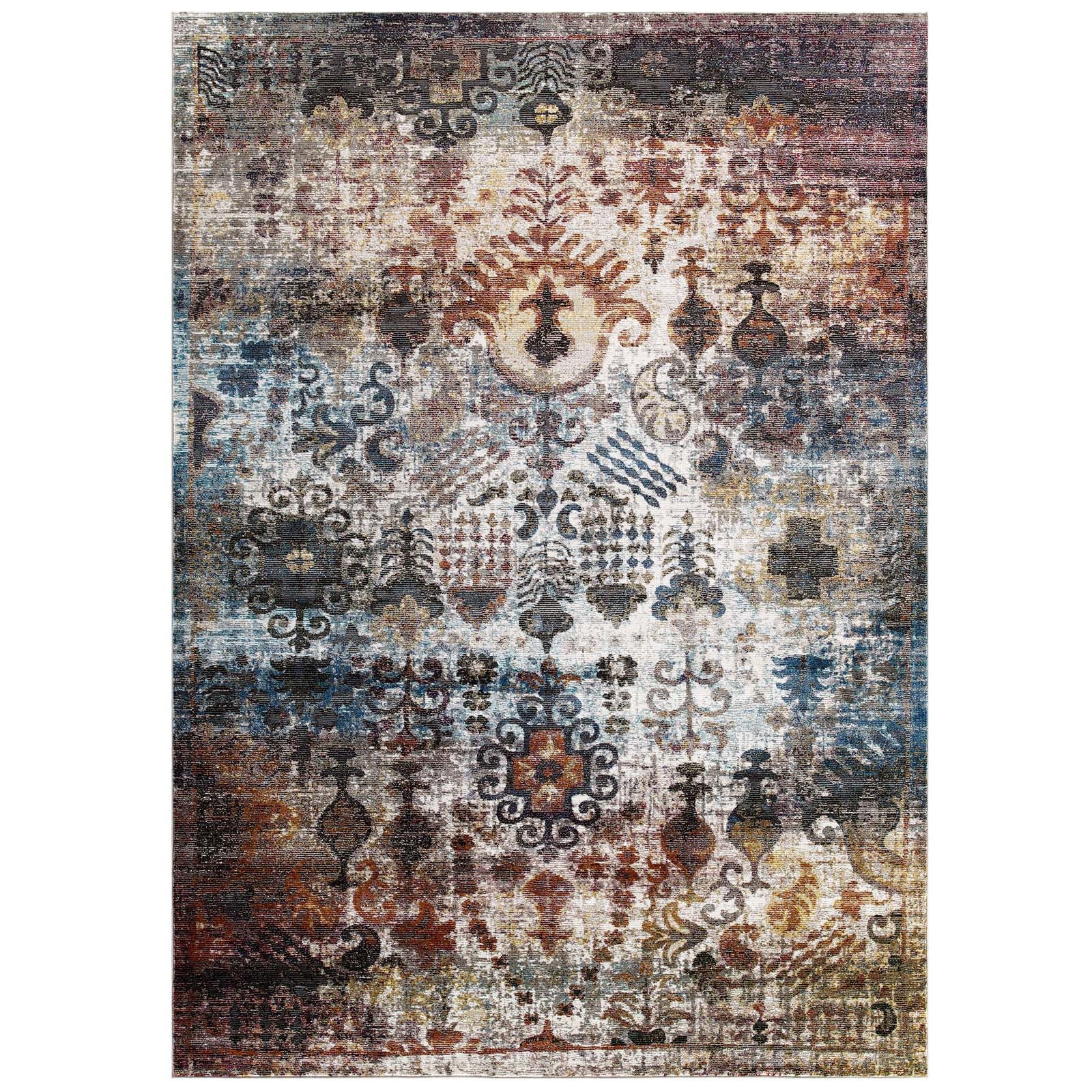 Modway Success Tahira Transitional Distressed Vintage Floral Moroccan Trellis 4x6 Area Rug - R-1159-46 | Rugs | Modishstore - 1