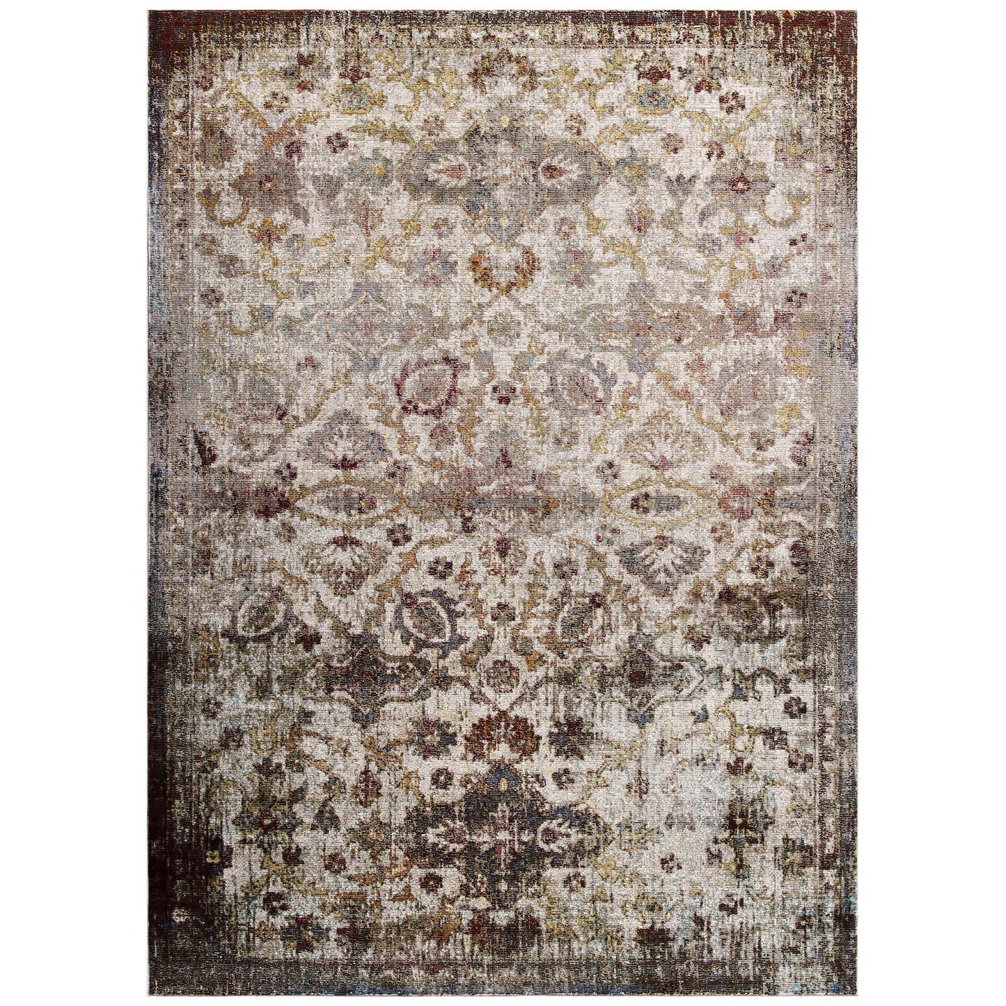 Modway Success Kaede Distressed Vintage Floral Moroccan Trellis 5x8 Area Rug - R-1161-58 | Rugs | Modishstore - 1