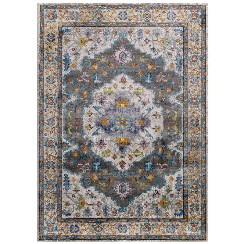 Modway Success Anisah Distressed Floral Persian Medallion 4x6 Area Rug - R-1163-46 | Rugs | Modishstore - 1