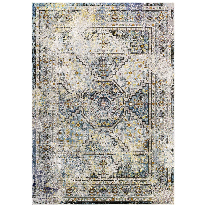 Modway Success Jacinda Distressed Vintage Floral Persian Medallion 4x6 Area Rug - R-1164-46 | Rugs | Modishstore - 1