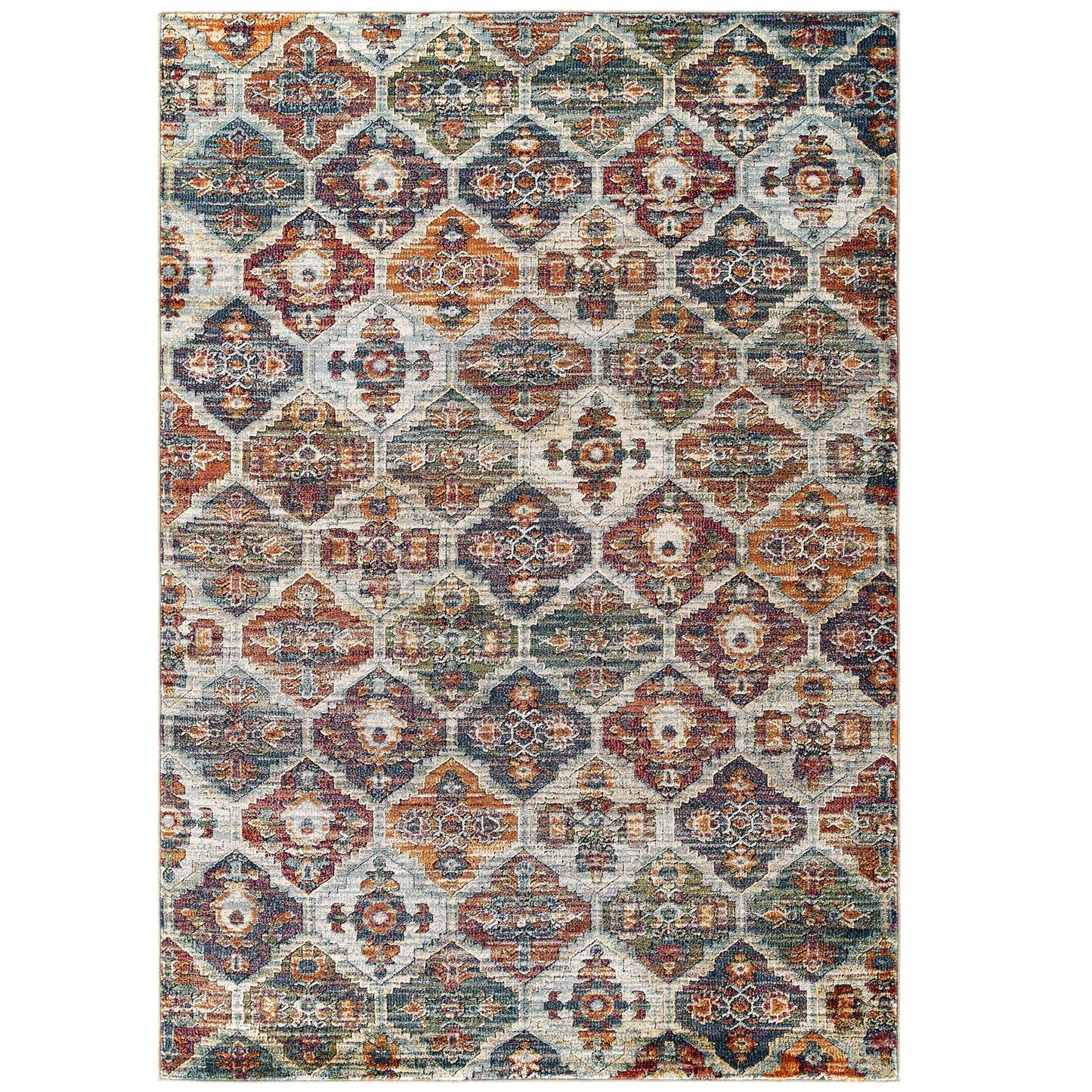 Modway Tribute Azalea Distressed Vintage Floral Lattice 5x8 Area Rug - R-1185-58 | Rugs | Modishstore - 1