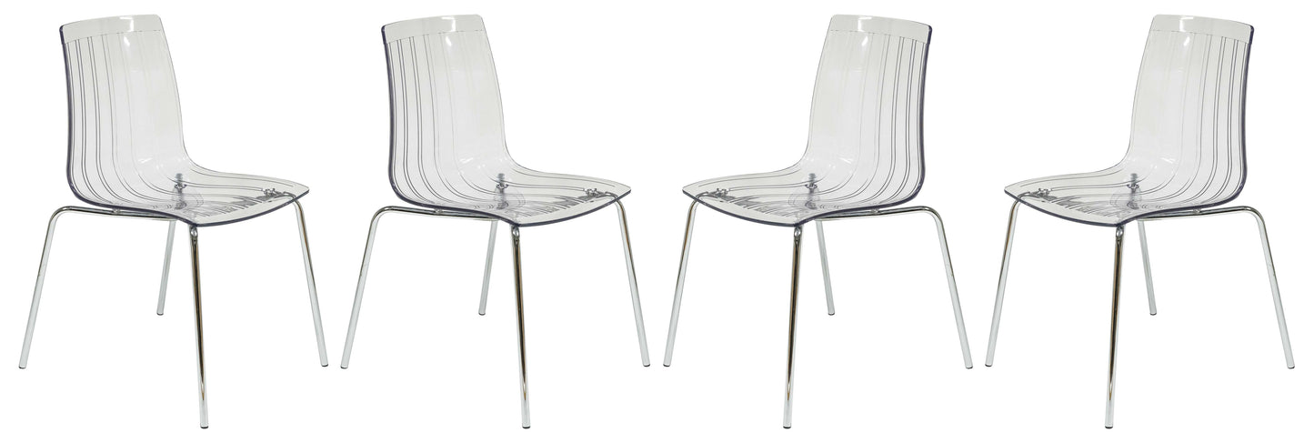 LeisureMod Ralph Dining Chair in Clear, Set of 4 | Dining Chairs | Modishstore